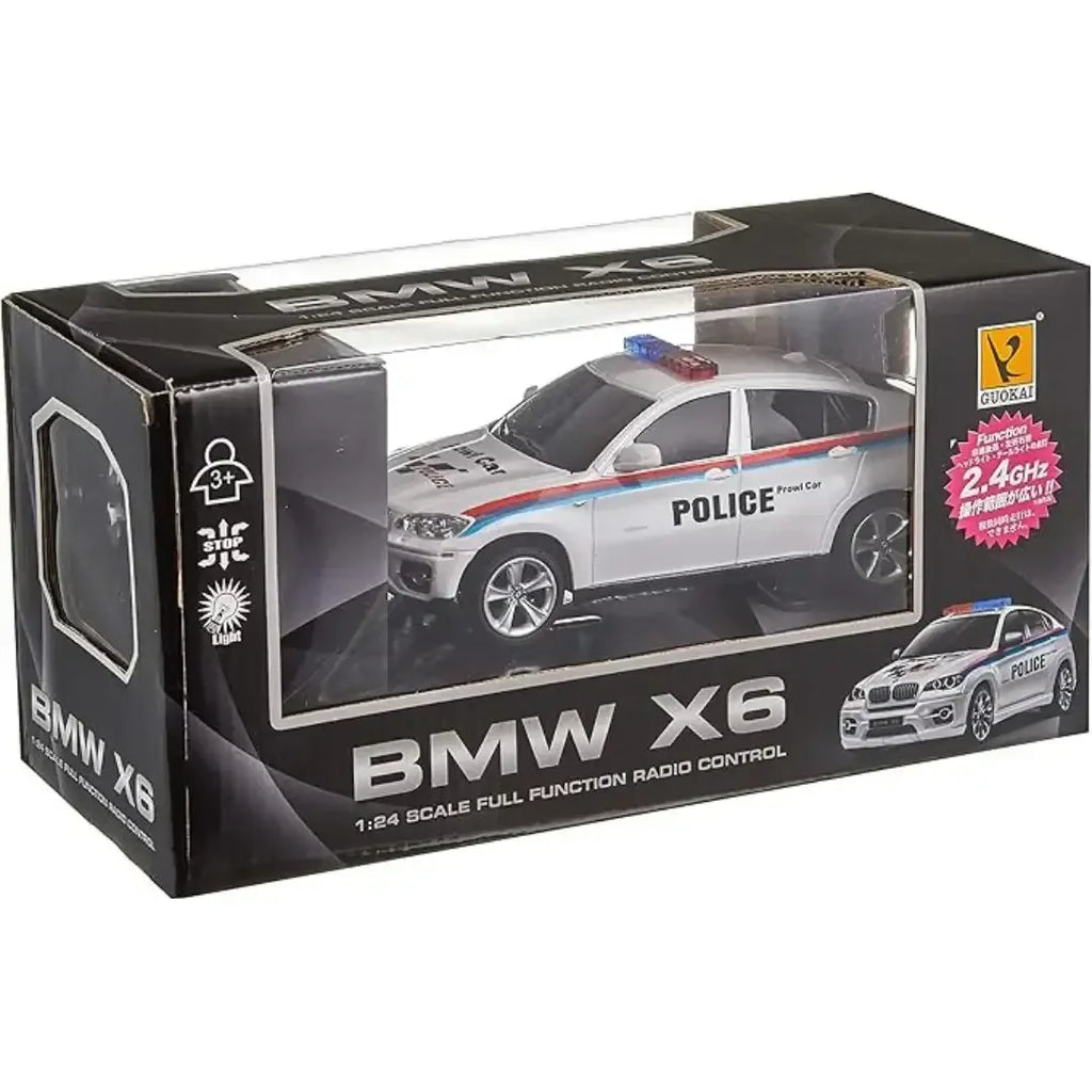 Guokai 1:24 Scale BMW X6 Sports Police Car with 2.4GHz Remote Control – High-Speed RC Patrol Vehicle with Lights & Sounds | Multicolor - Naivri