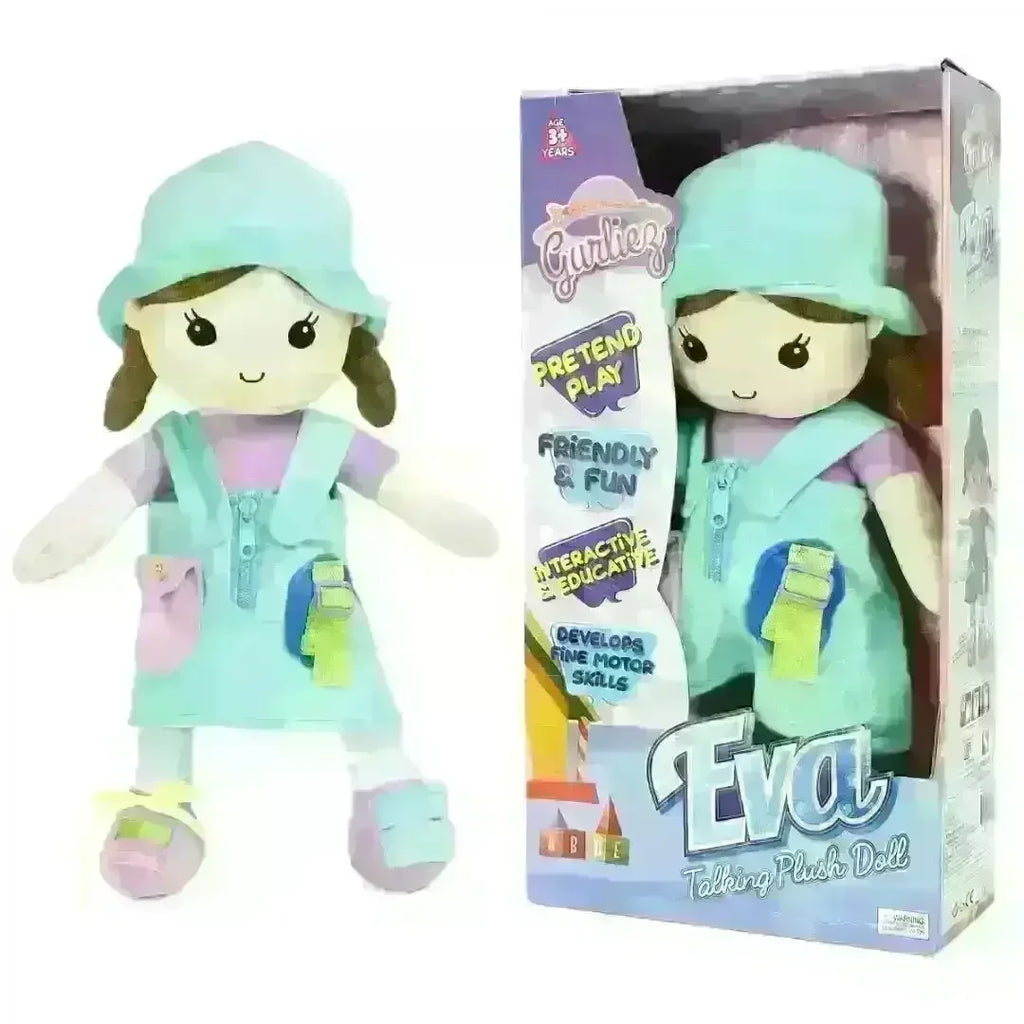 Gurliez Eva Soft Stuffed Talking Girl Doll – 12-Inch Plush Doll for Kids Aged 3 and Above - Naivri