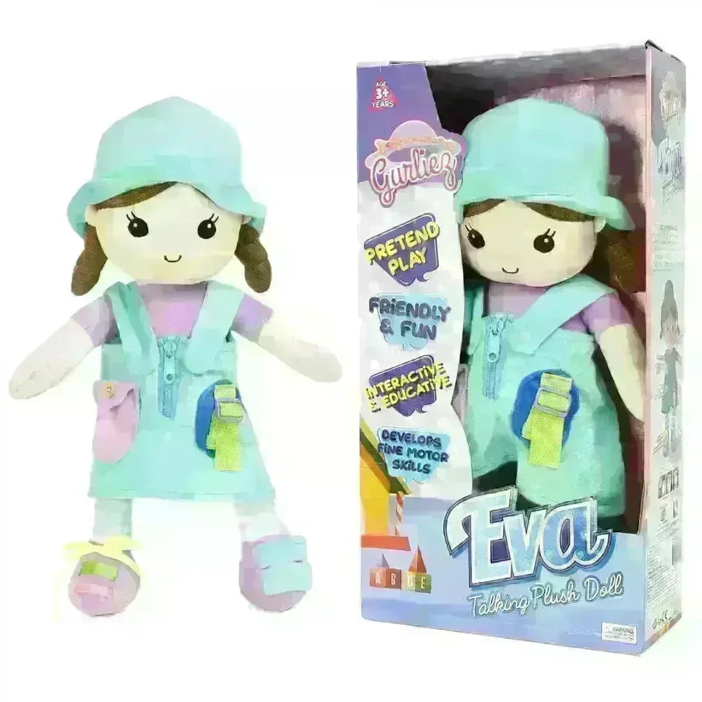 Gurliez Eva Soft Stuffed Talking Girl Doll – 12-Inch Plush Doll for Kids Aged 3 and Above - Naivri