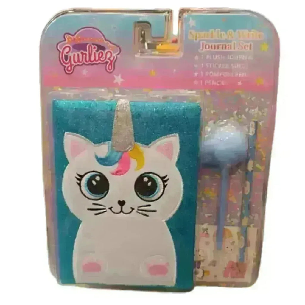 Gurliez Sparkle & White Journal Set Cat Theme - Naivri