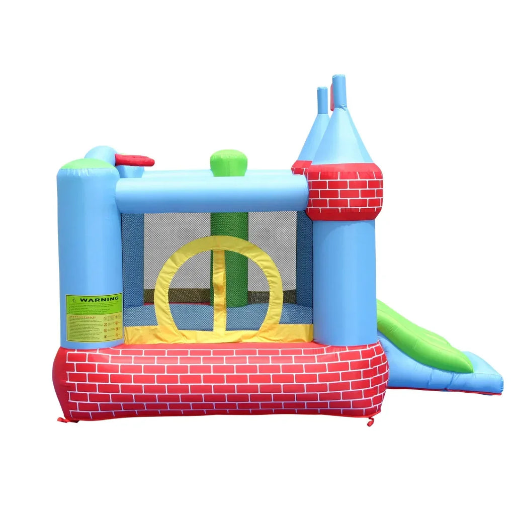 Happy Hop Castle Bouncer With Farmyard Ball Pit – Inflatable Jumping Castle With Slide, Basketball Hoop & Ball Pit - Naivri