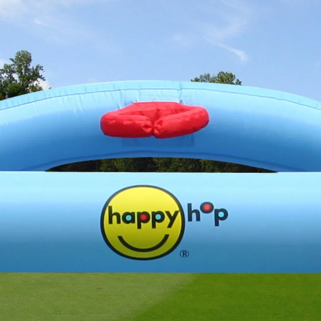 Happy Hop Castle Bouncer With Farmyard Ball Pit – Inflatable Jumping Castle With Slide, Basketball Hoop & Ball Pit - Naivri