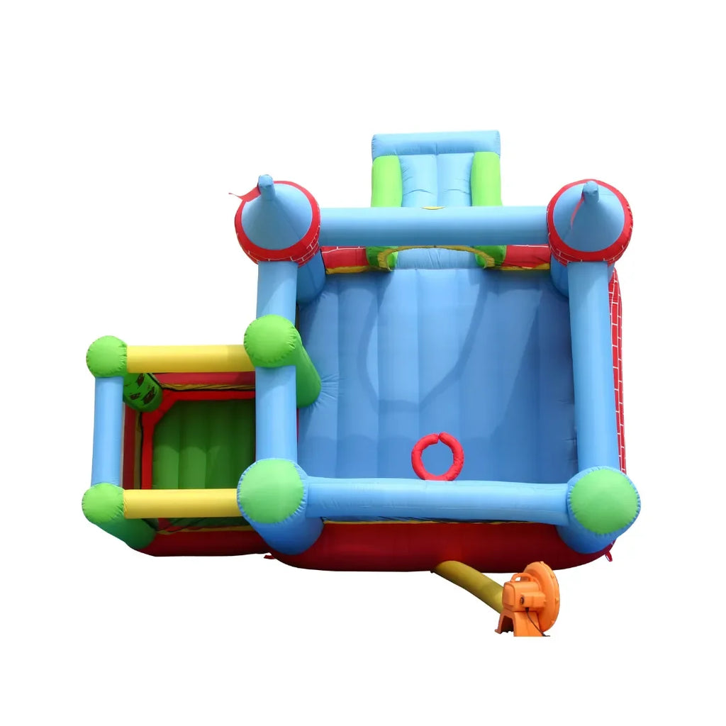 Happy Hop Castle Bouncer With Farmyard Ball Pit – Inflatable Jumping Castle With Slide, Basketball Hoop & Ball Pit - Naivri