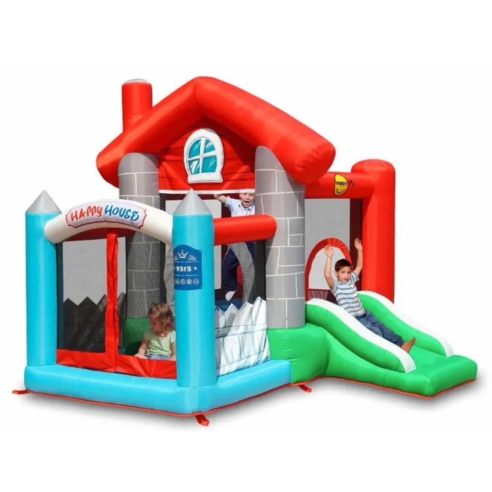 Happy Hop Happy House – Inflatable Bouncer with Slide, Ball Pit & Air Blower – Outdoor Jumping Castle for Kids - Naivri