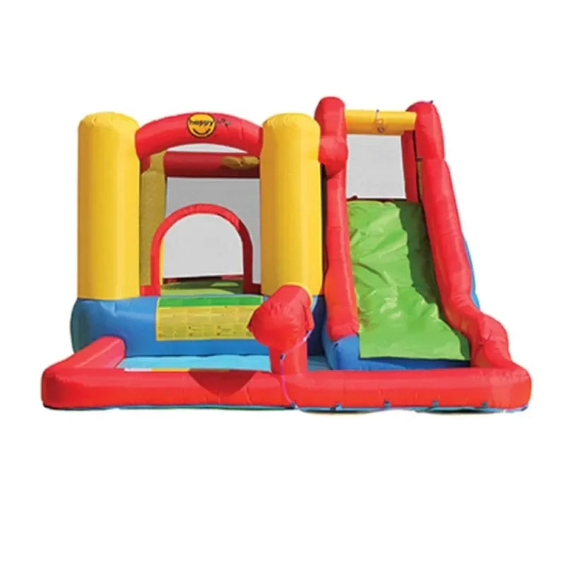 Happy Hop Jump & Splash Adventure Zone With Cannon – Inflatable Wet and Dry Playhouse with Water Slide, Splash Pool & Basketball Hoop - Naivri
