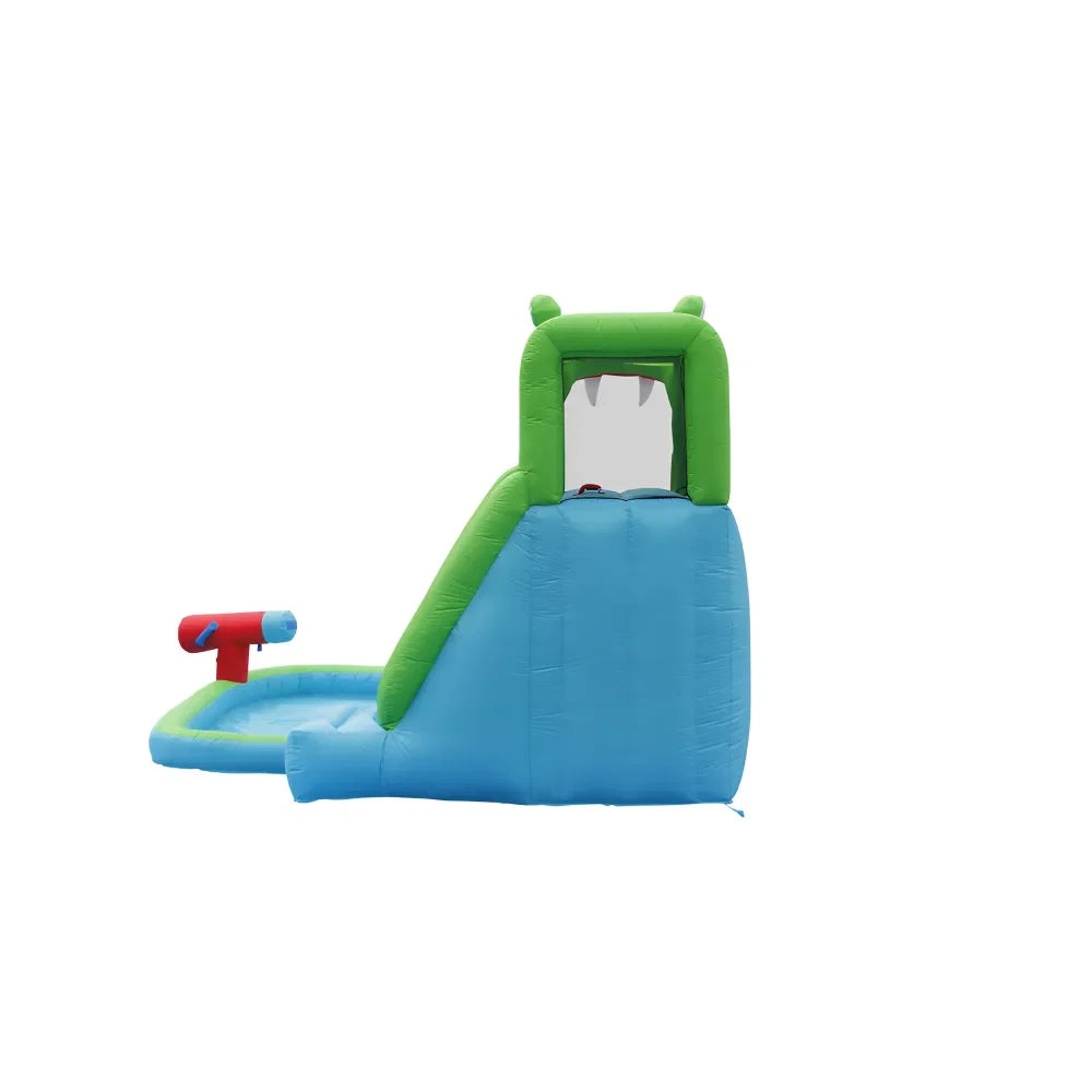 Happy Hop The Crocodile Pool – Inflatable Water Slide with Climbing Wall, Water Cannon & Splash Pool for Kids - Naivri