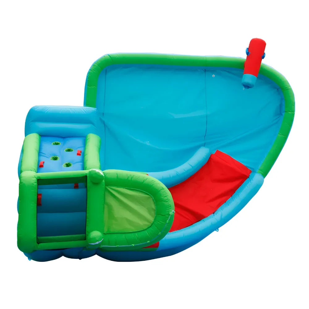 Happy Hop The Crocodile Pool – Inflatable Water Slide with Climbing Wall, Water Cannon & Splash Pool for Kids - Naivri