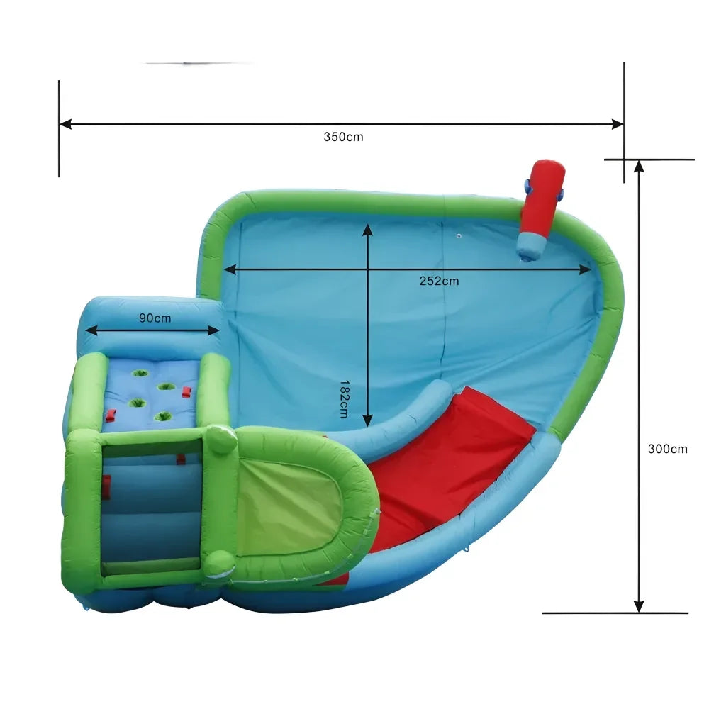 Happy Hop The Crocodile Pool – Inflatable Water Slide with Climbing Wall, Water Cannon & Splash Pool for Kids - Naivri