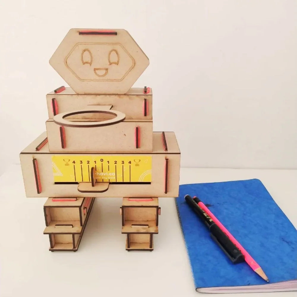 Havi DIY Basket Bot – Build a Wooden Robot Toy & Play a Fun Tabletop Basketball Game - Naivri