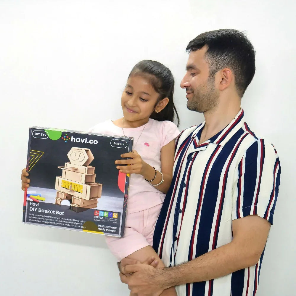 Havi DIY Basket Bot – Build a Wooden Robot Toy & Play a Fun Tabletop Basketball Game - Naivri
