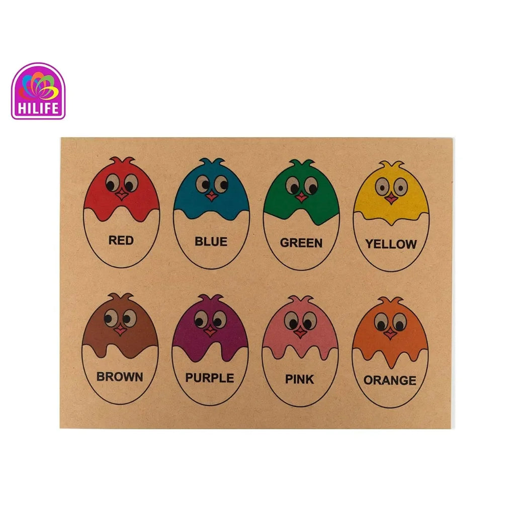 HILIFE Chick Matching Puzzle for Kids | 3-Layer Wooden Color Recognition & Shape Puzzle Board for Toddlers Age 3+ | Brightly Painted Montessori Educational Toy – Multicolour - Naivri