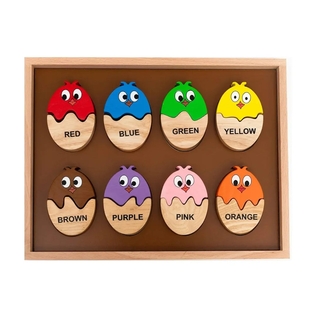 HILIFE Chick Matching Puzzle for Kids | 3-Layer Wooden Color Recognition & Shape Puzzle Board for Toddlers Age 3+ | Brightly Painted Montessori Educational Toy – Multicolour - Naivri