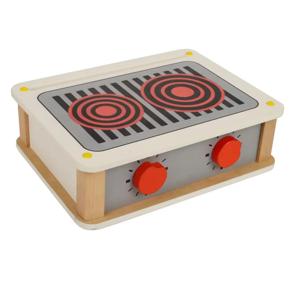 Hilife Convertible 2-in-1 Gas Stove Kitchen Set | Wooden Pretend Play Kitchen Toy for Kids Age 3+ | Hot Plate + Stove with Timer & Accessories – Multicolor - Naivri