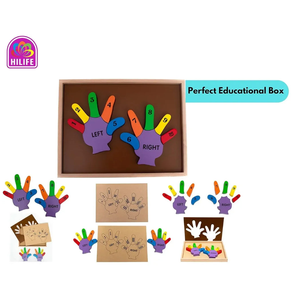 HILIFE Counting Double Hand Wooden Puzzle Toy for Kids | Educational 3-Layer Colorful Number Puzzle Board for Toddlers Age 3+ | Early Learning Montessori Toy - Naivri