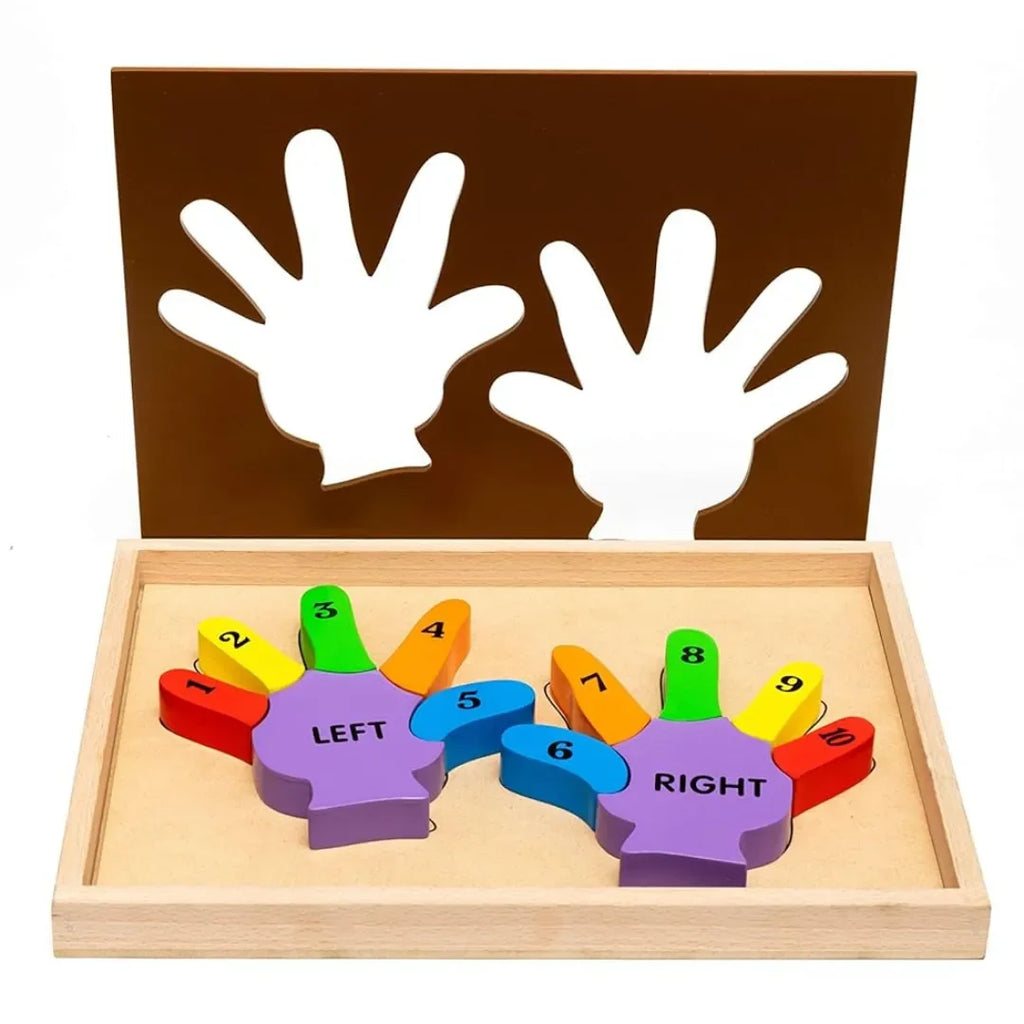 HILIFE Counting Double Hand Wooden Puzzle Toy for Kids | Educational 3-Layer Colorful Number Puzzle Board for Toddlers Age 3+ | Early Learning Montessori Toy - Naivri