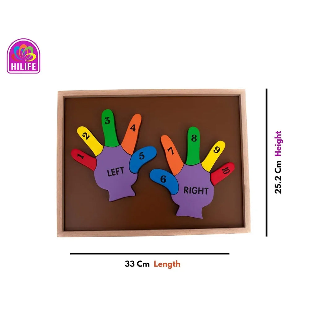 HILIFE Counting Double Hand Wooden Puzzle Toy for Kids | Educational 3-Layer Colorful Number Puzzle Board for Toddlers Age 3+ | Early Learning Montessori Toy - Naivri