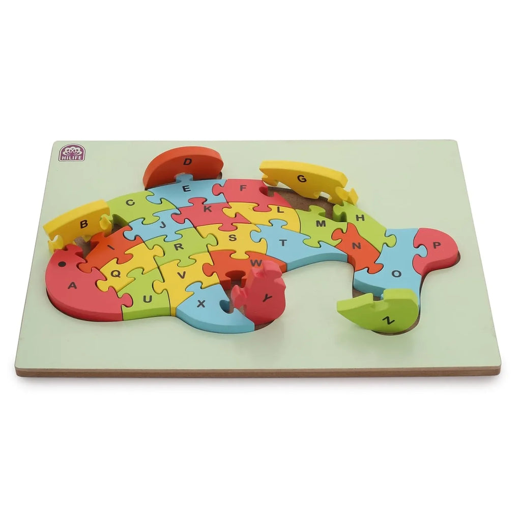 HILIFE Educational Alphabet Fish Shape Puzzle Board – Gold Series | Wooden Uppercase Letters A-Z for Kids (025) - Naivri