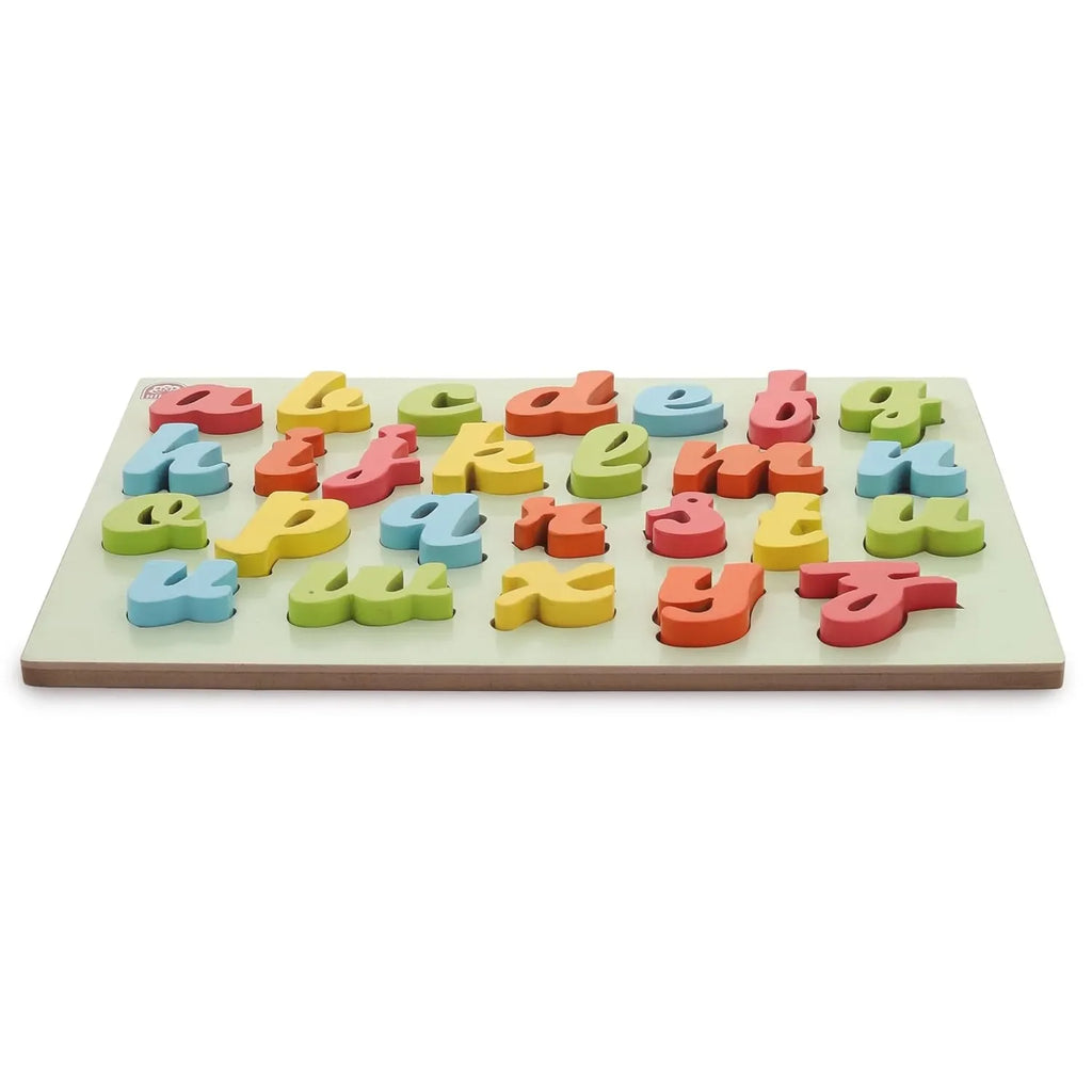 HILIFE Educational Alphabet Italics Letters Puzzle Board – Gold Series Wooden A–Z Peg Puzzle for Kids (26 Pieces) - Naivri