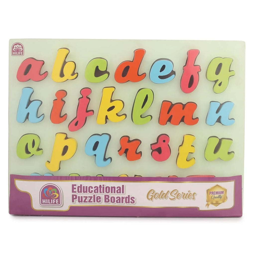 HILIFE Educational Alphabet Italics Letters Puzzle Board – Gold Series Wooden A–Z Peg Puzzle for Kids (26 Pieces) - Naivri