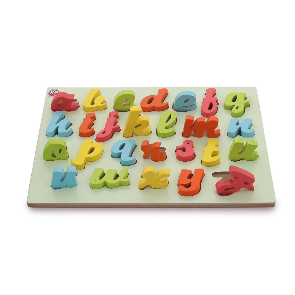 HILIFE Educational Alphabet Italics Letters Puzzle Board – Gold Series Wooden A–Z Peg Puzzle for Kids (26 Pieces) - Naivri