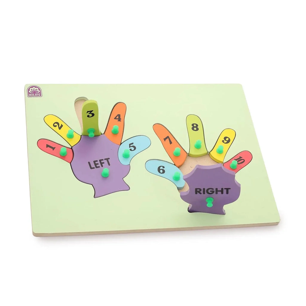 HiLife Educational Hands Puzzle Board, Gold Series, Wooden Peg Board for Kids - Naivri