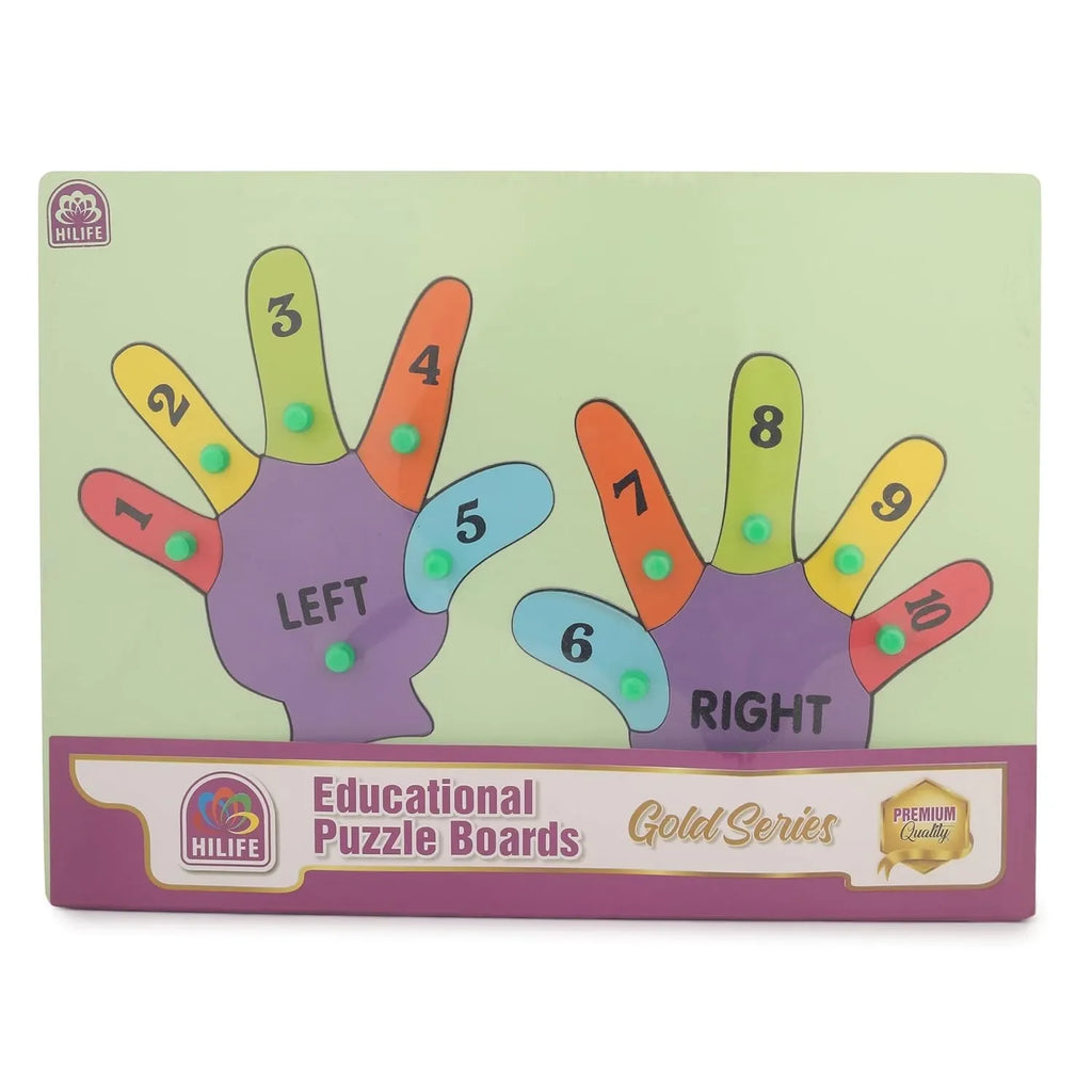 HiLife Educational Hands Puzzle Board, Gold Series, Wooden Peg Board for Kids - Naivri