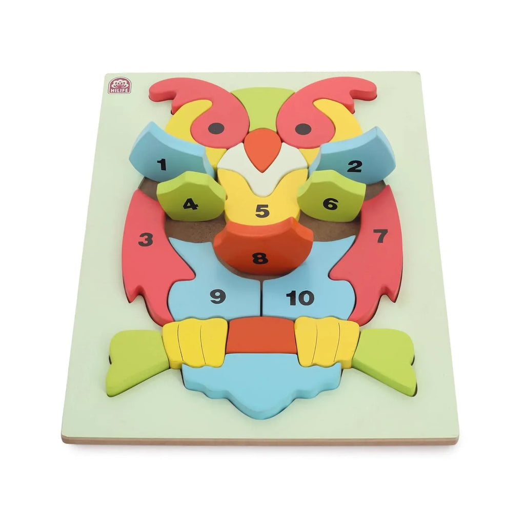 HILIFE Educational Number Puzzle in Owl Shape – Gold Series | Wooden Numbers 1-10 Learning Board for Kids (028) - Naivri