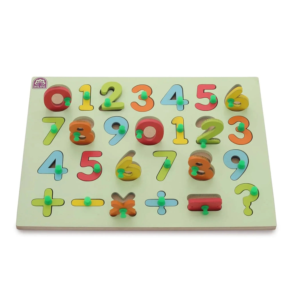 HiLife Educational Numbers Puzzle Board, Gold Series, 0 to 9 Numbers, Wooden Peg Board for Kids - Naivri