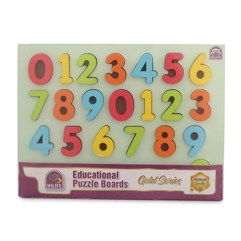 HILIFE Educational Numbers Puzzle Board – Gold Series Wooden Number Puzzle 0–9 for Toddlers - Naivri