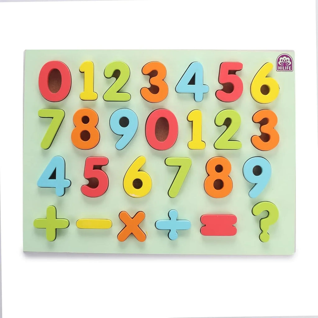 HILIFE Educational Numbers Puzzle Board – Gold Series Wooden Number Puzzle 0–9 for Toddlers - Naivri