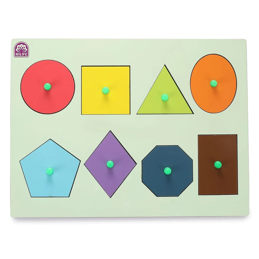 HiLife Educational Shapes Puzzle Board, Gold Series, Wooden Peg Board for Kids - Naivri