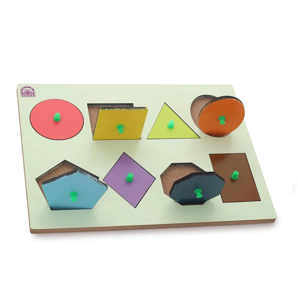 HiLife Educational Shapes Puzzle Board, Gold Series, Wooden Peg Board for Kids - Naivri
