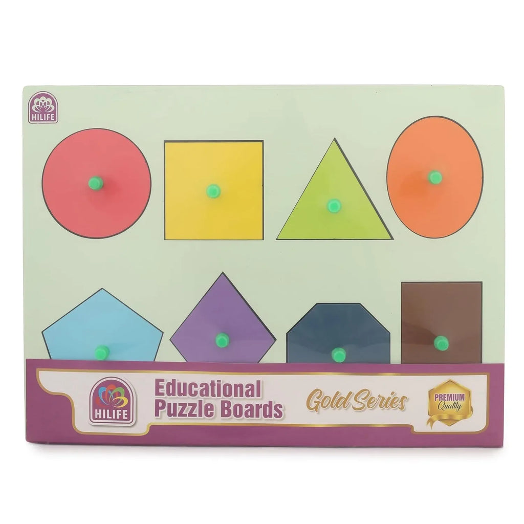 HiLife Educational Shapes Puzzle Board, Gold Series, Wooden Peg Board for Kids - Naivri