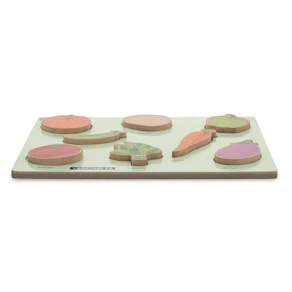HILIFE Educational Vegetable Puzzle Board – Gold Series Wooden Puzzle for Toddlers (8 Pieces) - Naivri