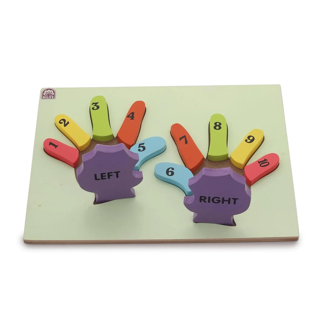 HILIFE Educational Wooden Hands Shape Number Puzzle Board – Gold Series | Numbers 1-10 for Toddlers (026) - Naivri