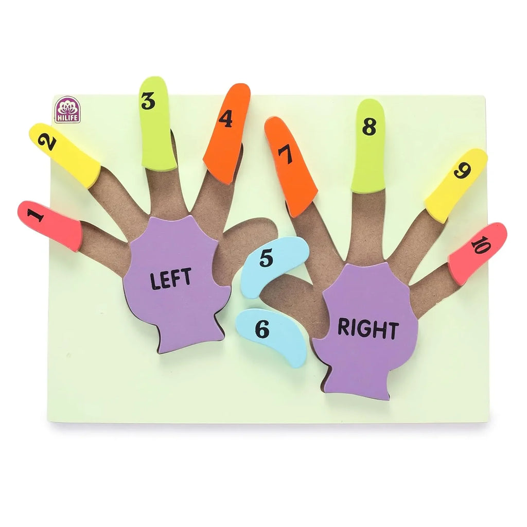 HILIFE Educational Wooden Hands Shape Number Puzzle Board – Gold Series | Numbers 1-10 for Toddlers (026) - Naivri