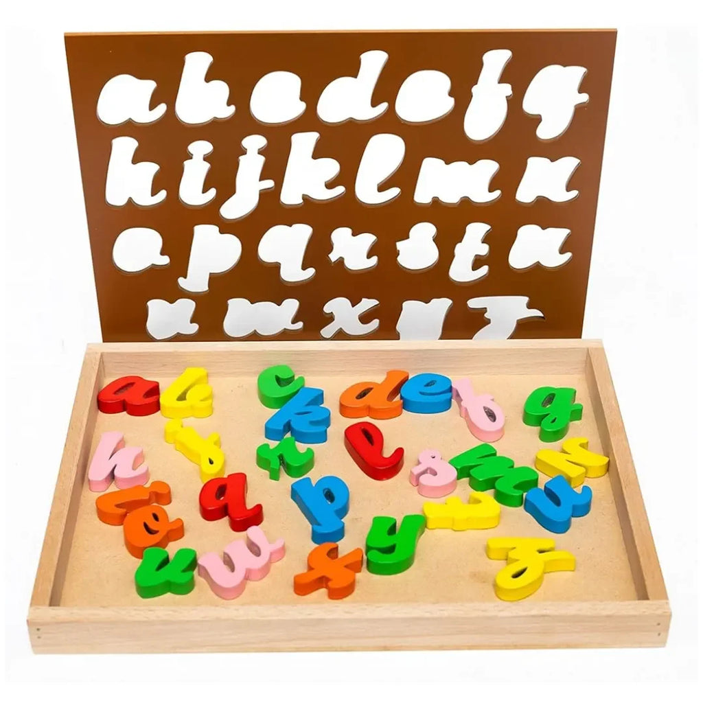 HILIFE English Alphabet Puzzle 3-Layers Cursive Writing | Wooden ABC Letters Colorful Educational Puzzle Toy Board for Toddlers & Kids – Multi-Colored Toy for Kids 3 Years+ - Naivri