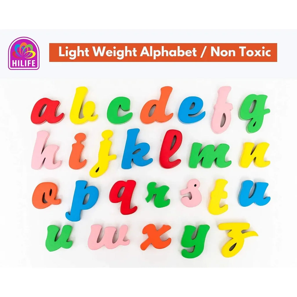 HILIFE English Alphabet Puzzle 3-Layers Cursive Writing | Wooden ABC Letters Colorful Educational Puzzle Toy Board for Toddlers & Kids – Multi-Colored Toy for Kids 3 Years+ - Naivri