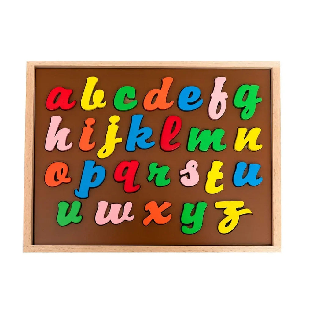 HILIFE English Alphabet Puzzle 3-Layers Cursive Writing | Wooden ABC Letters Colorful Educational Puzzle Toy Board for Toddlers & Kids – Multi-Colored Toy for Kids 3 Years+ - Naivri