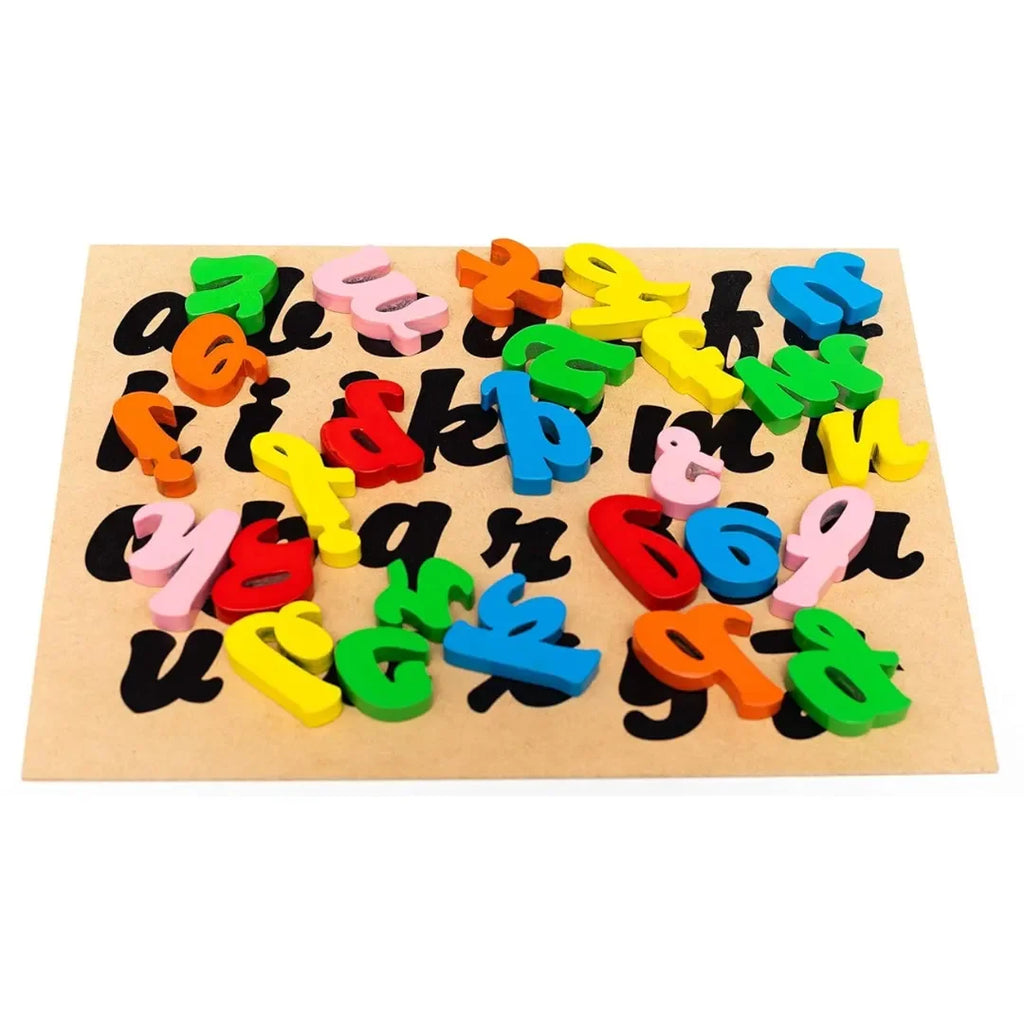 HILIFE English Alphabet Puzzle 3-Layers Cursive Writing | Wooden ABC Letters Colorful Educational Puzzle Toy Board for Toddlers & Kids – Multi-Colored Toy for Kids 3 Years+ - Naivri