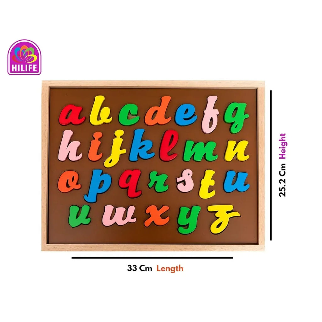HILIFE English Alphabet Puzzle 3-Layers Cursive Writing | Wooden ABC Letters Colorful Educational Puzzle Toy Board for Toddlers & Kids – Multi-Colored Toy for Kids 3 Years+ - Naivri