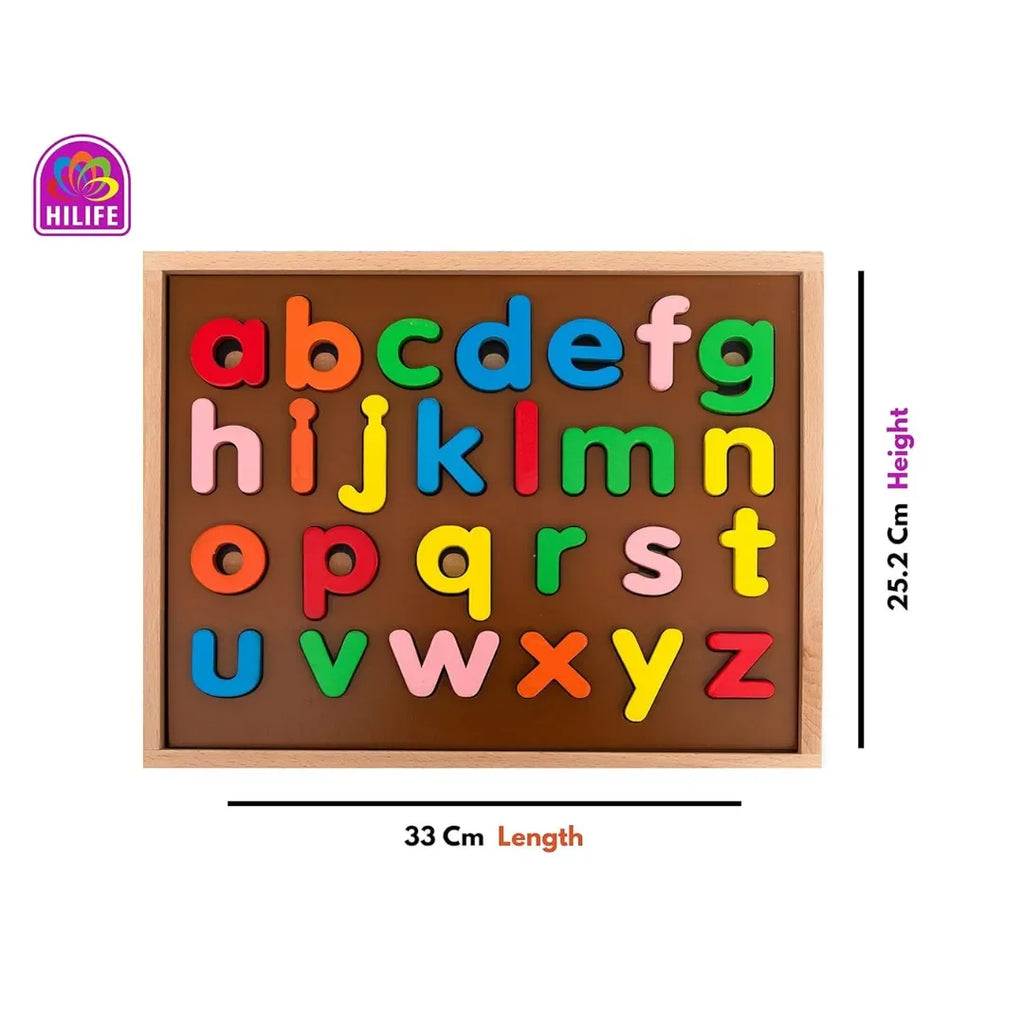 HILIFE English Alphabet Puzzle 3-Layers Lowercase | Wooden ABC Letters Colorful Educational Puzzle Toy Board for Toddlers & Kids – Multi-Colored Toy for Kids 3 Years+ - Naivri