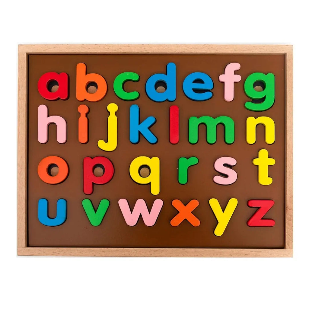 HILIFE English Alphabet Puzzle 3-Layers Lowercase | Wooden ABC Letters Colorful Educational Puzzle Toy Board for Toddlers & Kids – Multi-Colored Toy for Kids 3 Years+ - Naivri