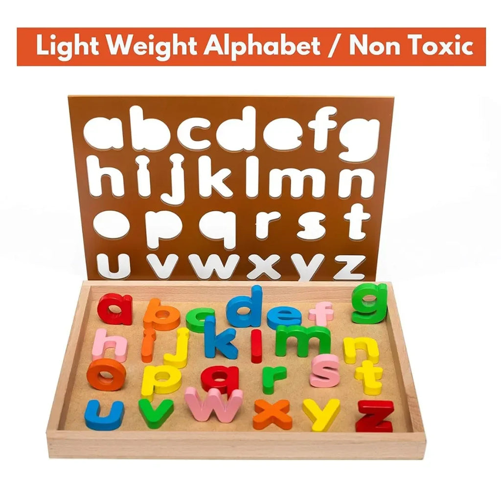 HILIFE English Alphabet Puzzle 3-Layers Lowercase | Wooden ABC Letters Colorful Educational Puzzle Toy Board for Toddlers & Kids – Multi-Colored Toy for Kids 3 Years+ - Naivri