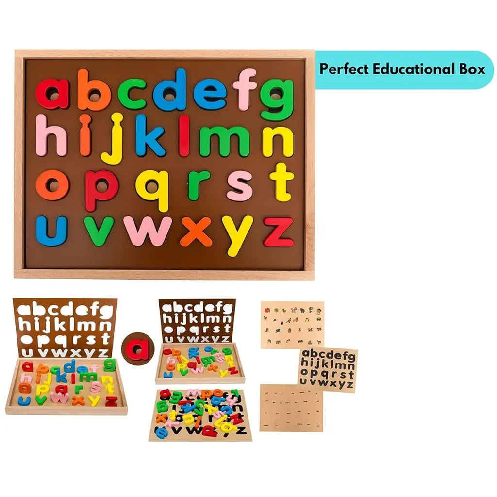 HILIFE English Alphabet Puzzle 3-Layers Lowercase | Wooden ABC Letters Colorful Educational Puzzle Toy Board for Toddlers & Kids – Multi-Colored Toy for Kids 3 Years+ - Naivri