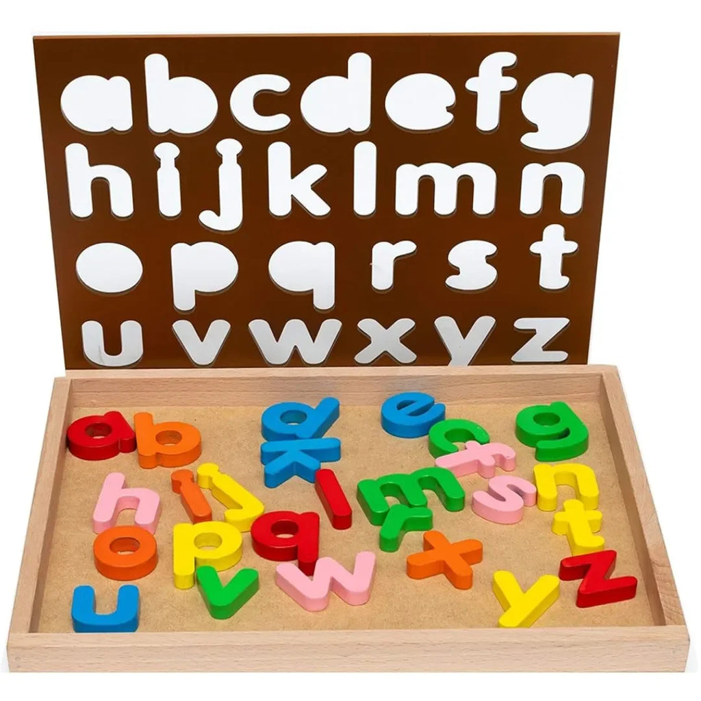 HILIFE English Alphabet Puzzle 3-Layers Lowercase | Wooden ABC Letters Colorful Educational Puzzle Toy Board for Toddlers & Kids – Multi-Colored Toy for Kids 3 Years+ - Naivri