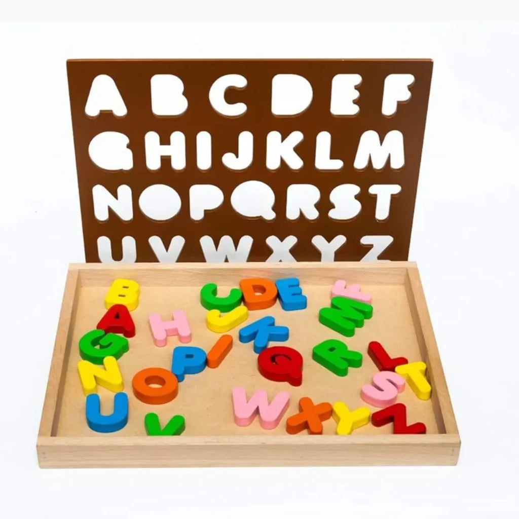 HILIFE English Alphabet Puzzle 3-Layers Uppercase | Wooden ABC Letters Colorful Educational Puzzle Toy Board for Toddlers & Kids – Multi-Colored Toy for Kids 3 Years+ - Naivri
