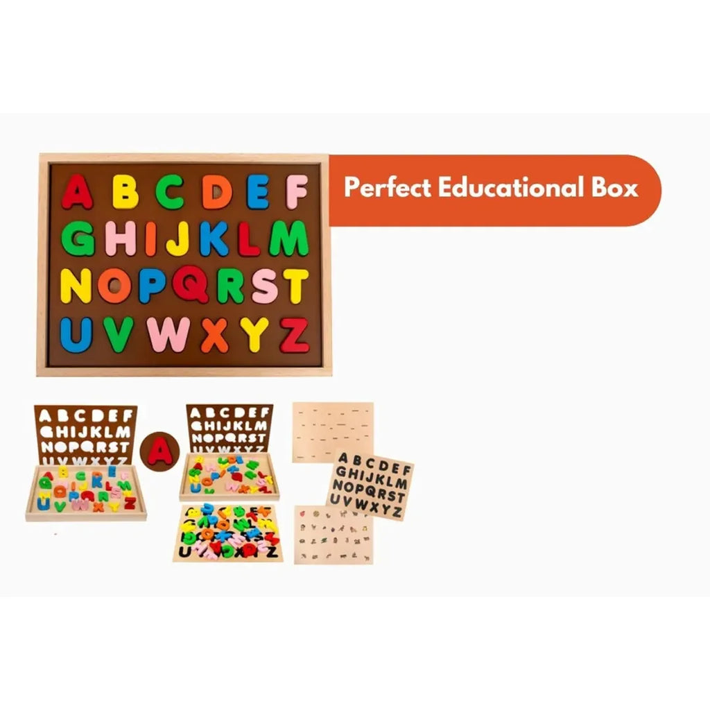HILIFE English Alphabet Puzzle 3-Layers Uppercase | Wooden ABC Letters Colorful Educational Puzzle Toy Board for Toddlers & Kids – Multi-Colored Toy for Kids 3 Years+ - Naivri