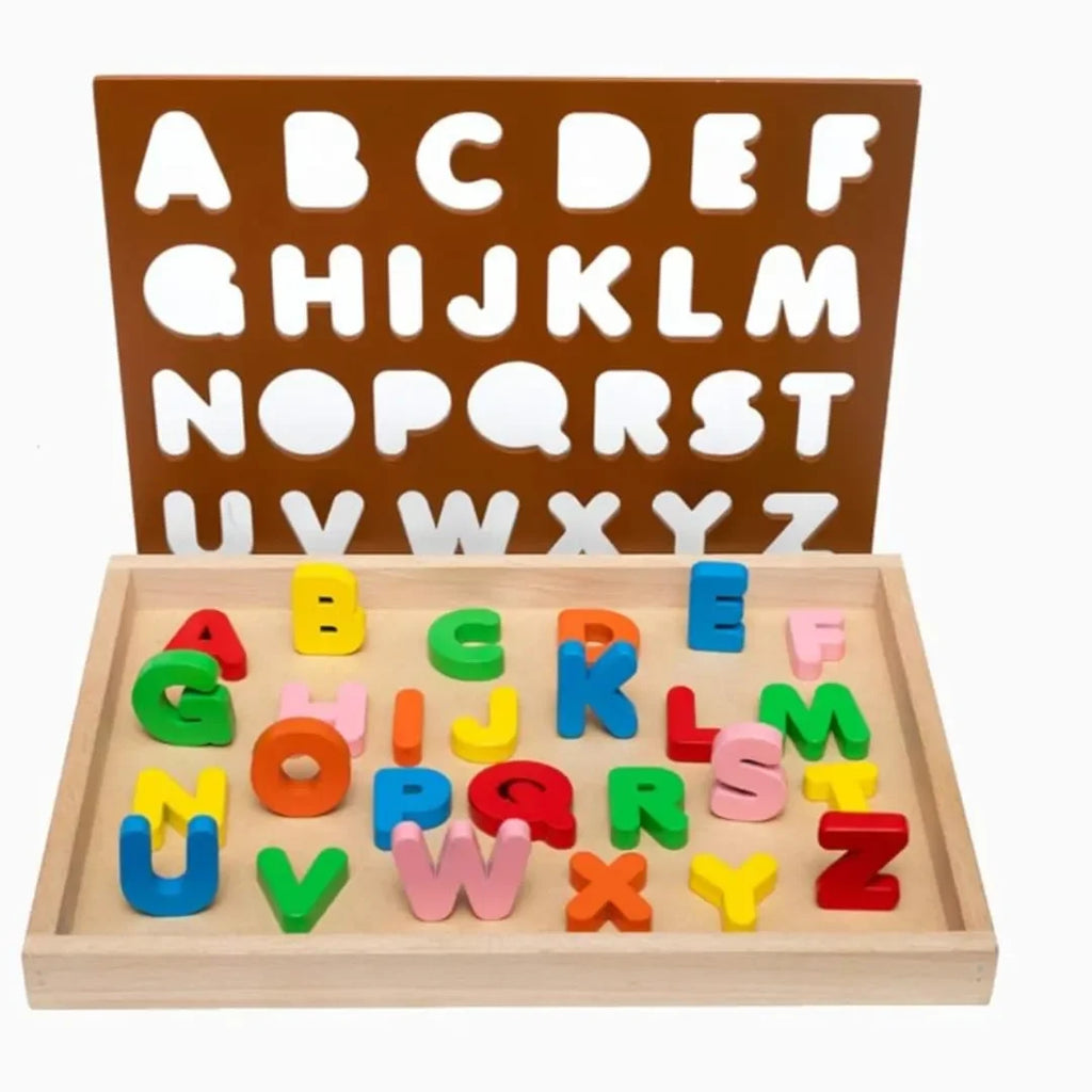 HILIFE English Alphabet Puzzle 3-Layers Uppercase | Wooden ABC Letters Colorful Educational Puzzle Toy Board for Toddlers & Kids – Multi-Colored Toy for Kids 3 Years+ - Naivri