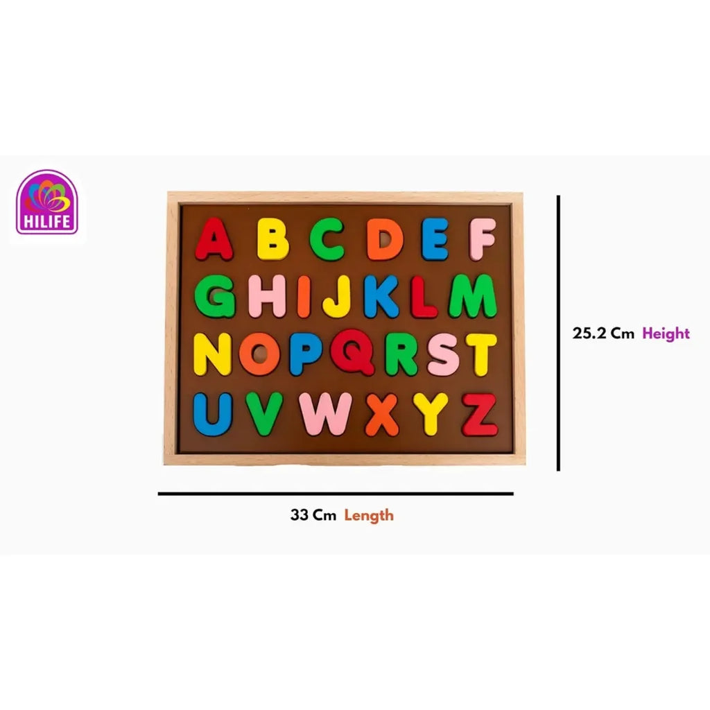 HILIFE English Alphabet Puzzle 3-Layers Uppercase | Wooden ABC Letters Colorful Educational Puzzle Toy Board for Toddlers & Kids – Multi-Colored Toy for Kids 3 Years+ - Naivri